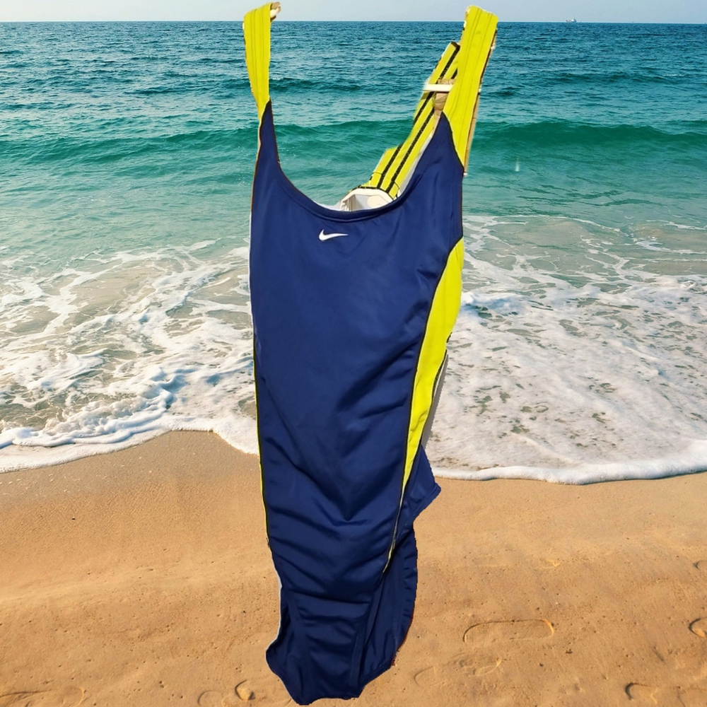 Nike One Piece Swimsuit Cutout Size 16 Blue New With Tags 2007 Nike Swim